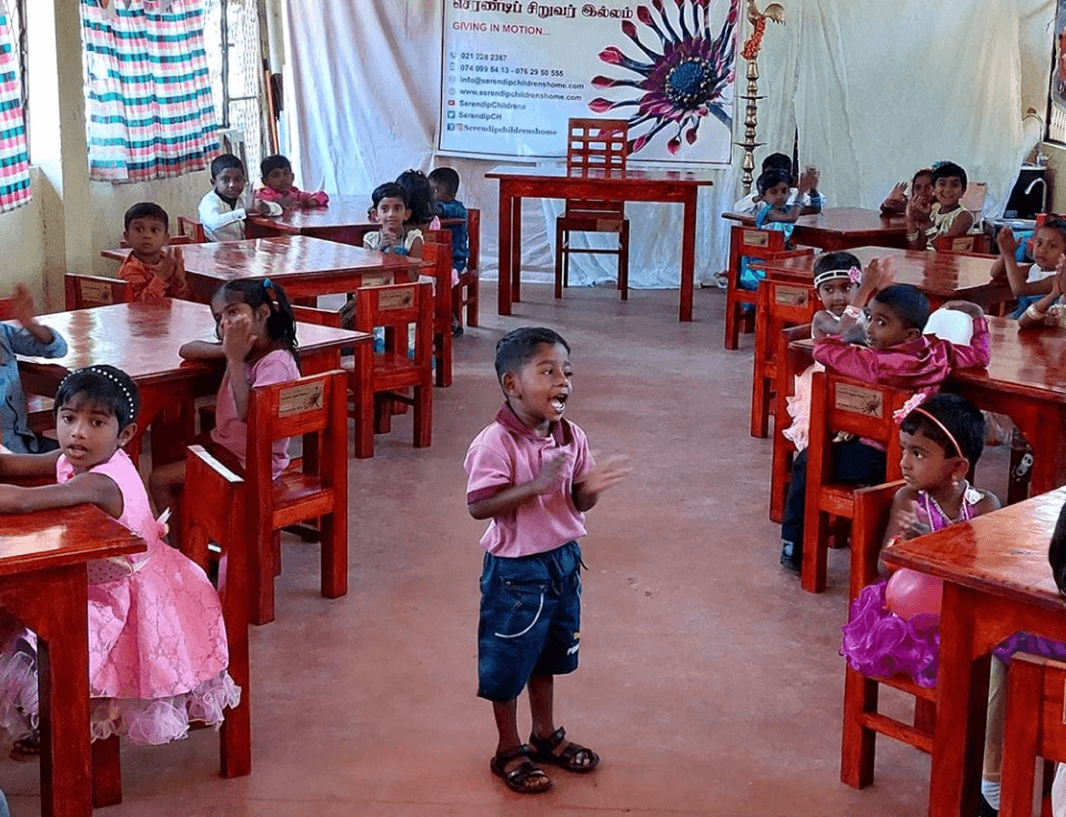 Children in a classroom supported by the DeSilva Foundation